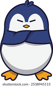 Cute Penguin Crossing Arms Illustration