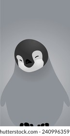 cute penguin and 
penguin cub character display wallpaper