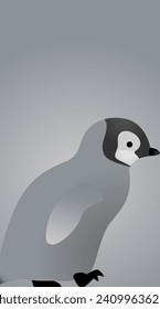 cute penguin and 
penguin cub character display wallpaper
