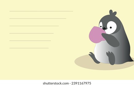 A cute penguin with a cup of tea
