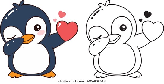 Cute penguin dabbing cartoon vector, funny penguin