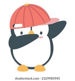   Cute Penguin Dabbing with Wearing Hat