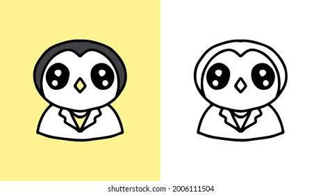 cute penguin doctor mascot cartoon. illustration for t shirt, poster, logo, sticker, or apparel merchandise.