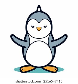 A Cute Penguin Doing Yoga Vector Illustration