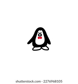 cute penguin doodle illustration vector