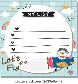 cute penguin doodle vector set memo 