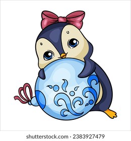 lindo pingüino dibujo carácter vector color Año nuevo