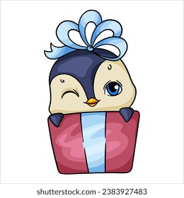 süße Pinguinzeichnung, Vektorfarbe Neujahr