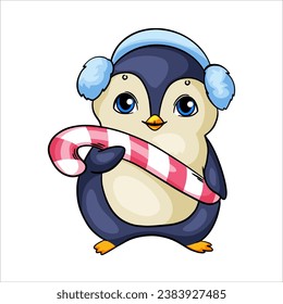 süße Pinguinzeichnung, Vektorfarbe Neujahr