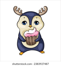 lindo pingüino dibujo carácter vector color Año nuevo