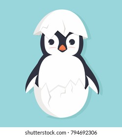 Cute penguin in egg