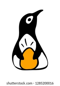 Cute penguin with egg, logo, vectoe isolated