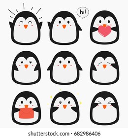 Cute Modern Little Penguins Expression Vector Stock Vector (Royalty ...