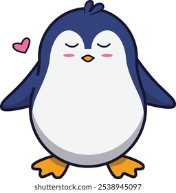 Cute Penguin Eyes Closed with Love Illustration