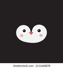 Cute penguin face. Cartoon baby animal character