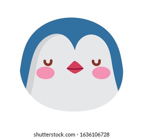 cute penguin face cartoon character on white background vector illustration