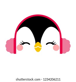 
Cute Penguin face. Vector illustration
