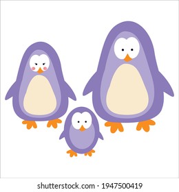 Cute Penguin Family Animal Flat Cartoon Character Vector Template Design Illustration