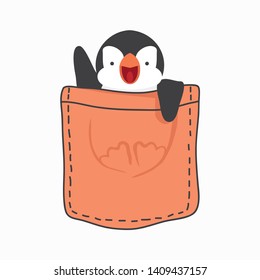 Cute Penguin fat inside the pocket vector