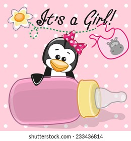 Cute Penguin with feeding bottle 