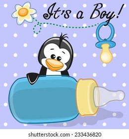 Cute Penguin with feeding bottle 
