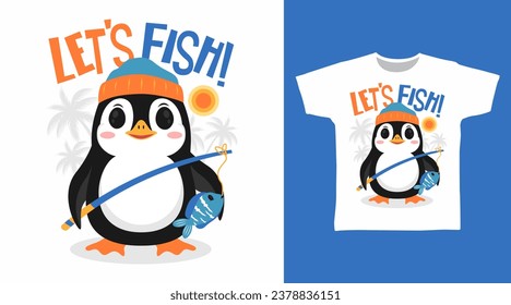 Diseño de moda de arte de camisetas de pingüino.