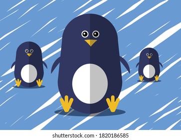 Cute penguin in flat style, Cold winter symbol. Antarctic bird, animal illustration.