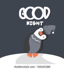 Cute Penguin Good Night Stock Vector (Royalty Free) 764141584 ...