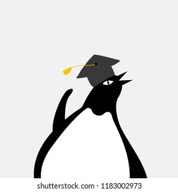 Cute penguin with a graduation hat cartoon vector