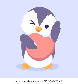 cute penguin greets vector illustration. cute animal fantasy concept isolated