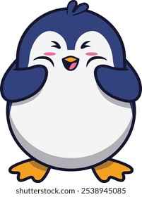 Ilustração de pinguim bonito com as mãos nas bochechas