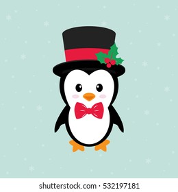 cute penguin with hat