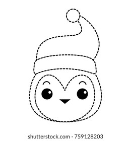 cute penguin head with christmas hat kawaii