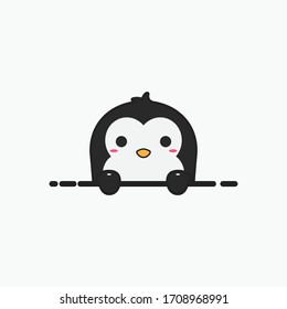 Cute penguin head in profile is isolated against a white background. Vector stock illustrations for decoration and design, cards, posters, fabrics, for children and more.