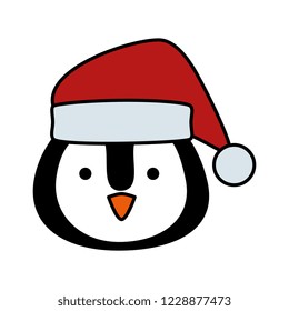 cute penguin head with santa claus hat