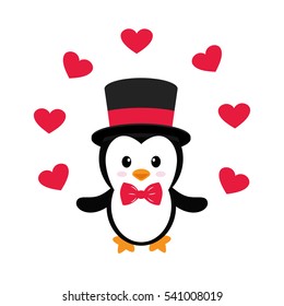 cute penguin with heart