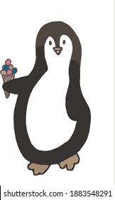 cute penguin holding ice cream