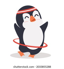 Cute  Penguin with hula hoop 