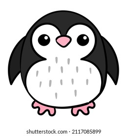 Cute penguin icon. Cartoon character vector illustration