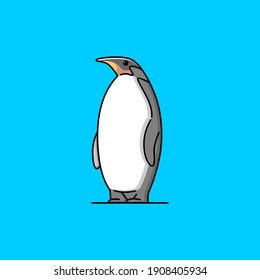 Cute penguin icon cartoon illustration