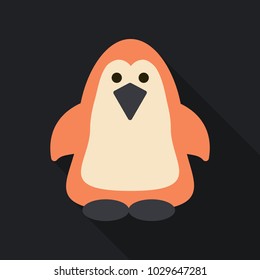Cute penguin icon in flat style. Cold winter symbol. Antarctic bird, animal illustration.