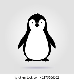 Cute penguin icon in flat style. Cold winter symbol. Antarctic bird, animal illustration.