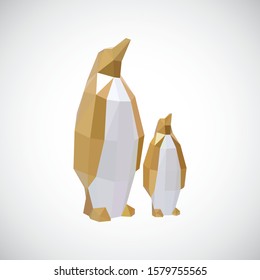Cute penguin icon in flat style. Cold winter symbol. Vector on a gray background