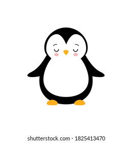 Cute penguin icon in flat style. Cold winter symbol. Antarctic bird, animal illustration.