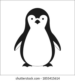 Icono de pingüino puro en estilo plano. Símbolo de invierno frío. Ave antártica, ilustración animal.