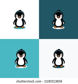 Icono de pingüino puro en estilo plano. Símbolo de invierno frío. Ave antártica, ilustración animal.