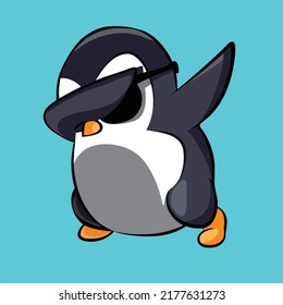 Icono de pingüino corto en estilo plano 