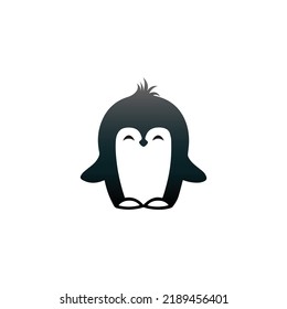 Cute penguin icon in flat style and logo.