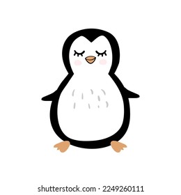 Cute penguin icon in flat style. Cold winter symbol. Antarctic bird, animal illustration.