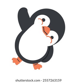 Cute penguin icon in flat style